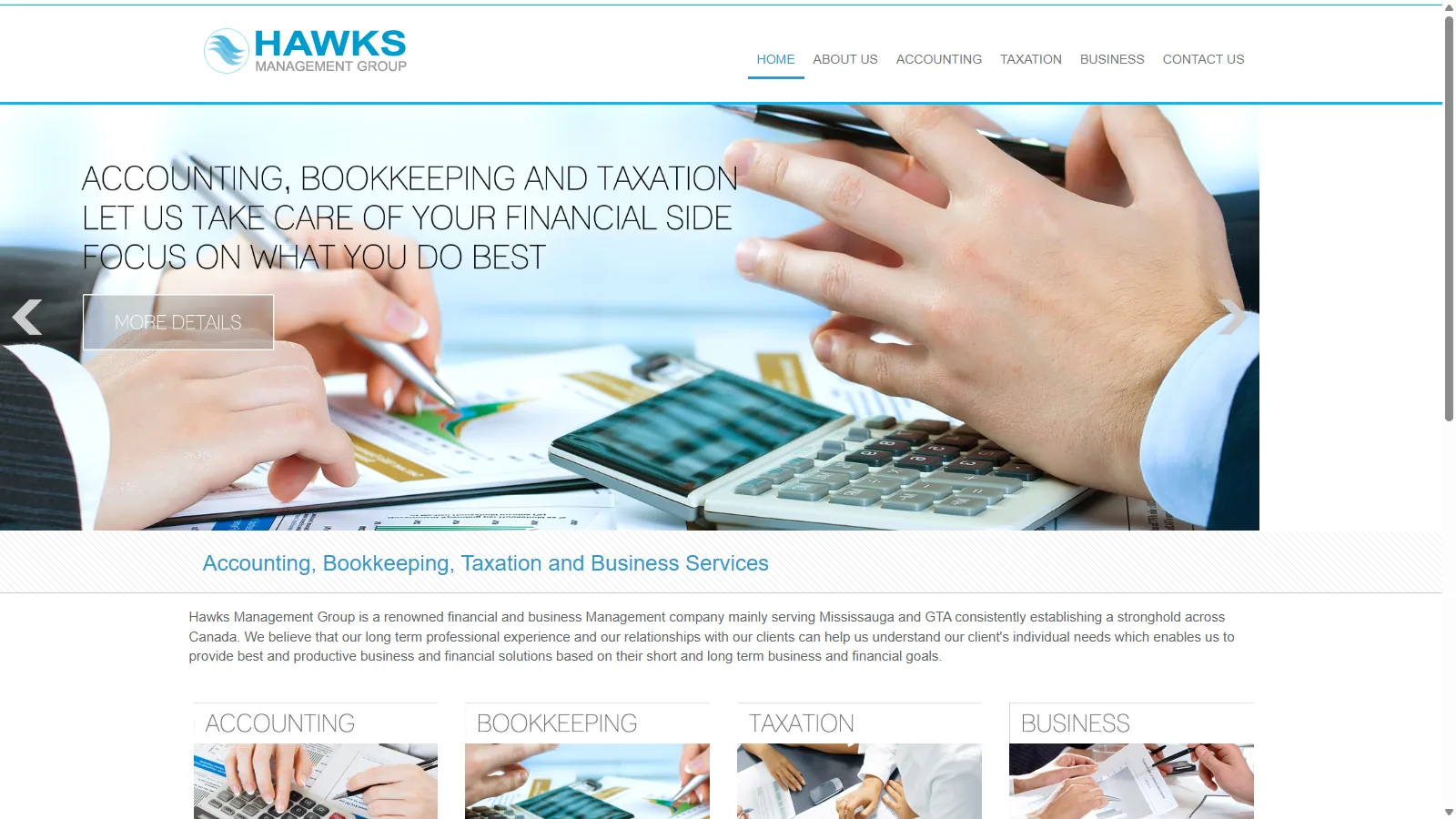 The old Hawks site: a generic stock hero and a vague tagline